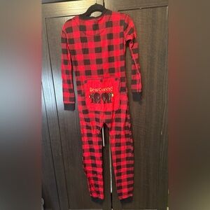 Lazy One Plaid Bear Cheeks Flapjack Coverall Onesie sz 8